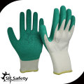 Guante de trabajo de látex verde revestido de nylon 13g / guantes de látex más baratos